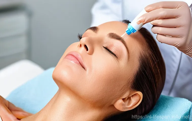 항노화 치료 - **Prompt:** "A sophisticated woman in her late 30s, dressed in a tasteful, soft gray spa robe, is co...