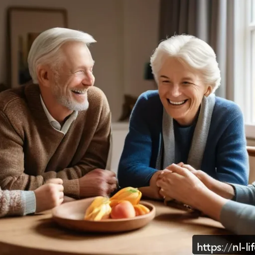 감정적 웰빙과 평균수명 - A warm and inviting Dutch family gathering in a cozy living room during autumn, with multiple genera...